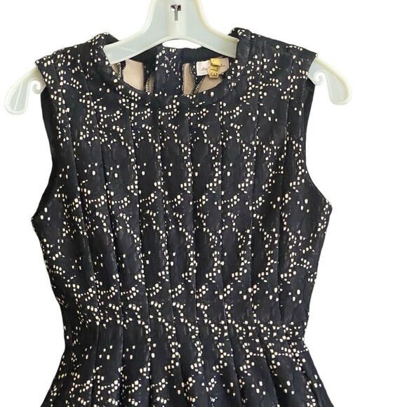 Anthropologie Meadow Rue Black Lace Overlay Nude Fit & Flare Dress Size Medium - Picture 3 of 9